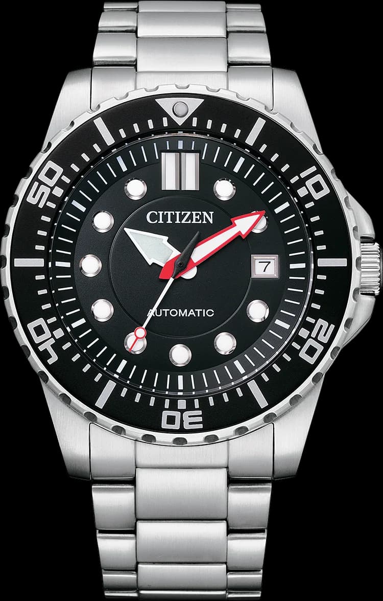 Citizen NJ0120-81E montre homme, cadran noir mat, acier brossé