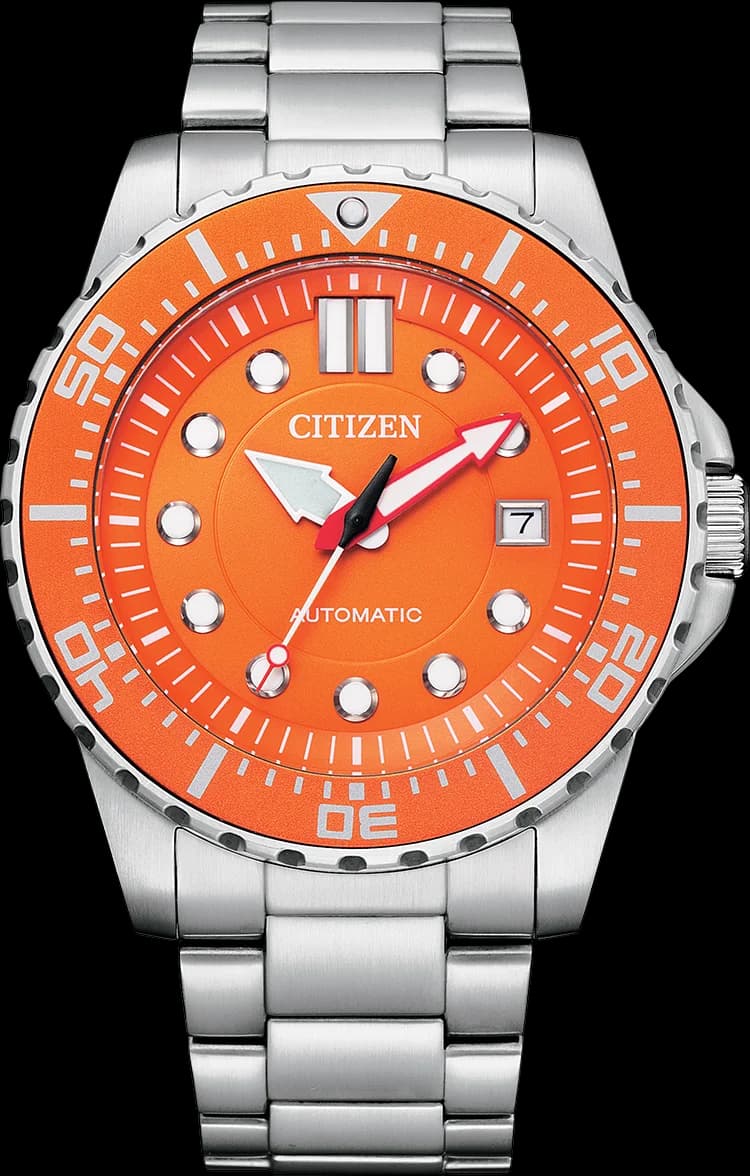 Citizen NJ0128-80X montre homme, automatique sport cadran orange