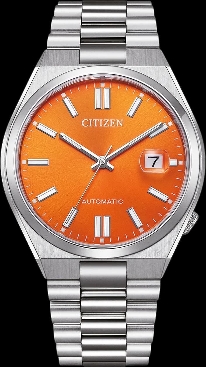 Citizen NJ0151-88Z montre homme, cadran orange sur bracelet acier inoxydable
