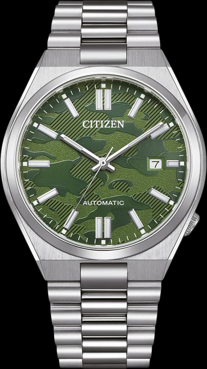 Citizen NJ0159-86X montre homme, cadran rose camouflage, boîtier acier
