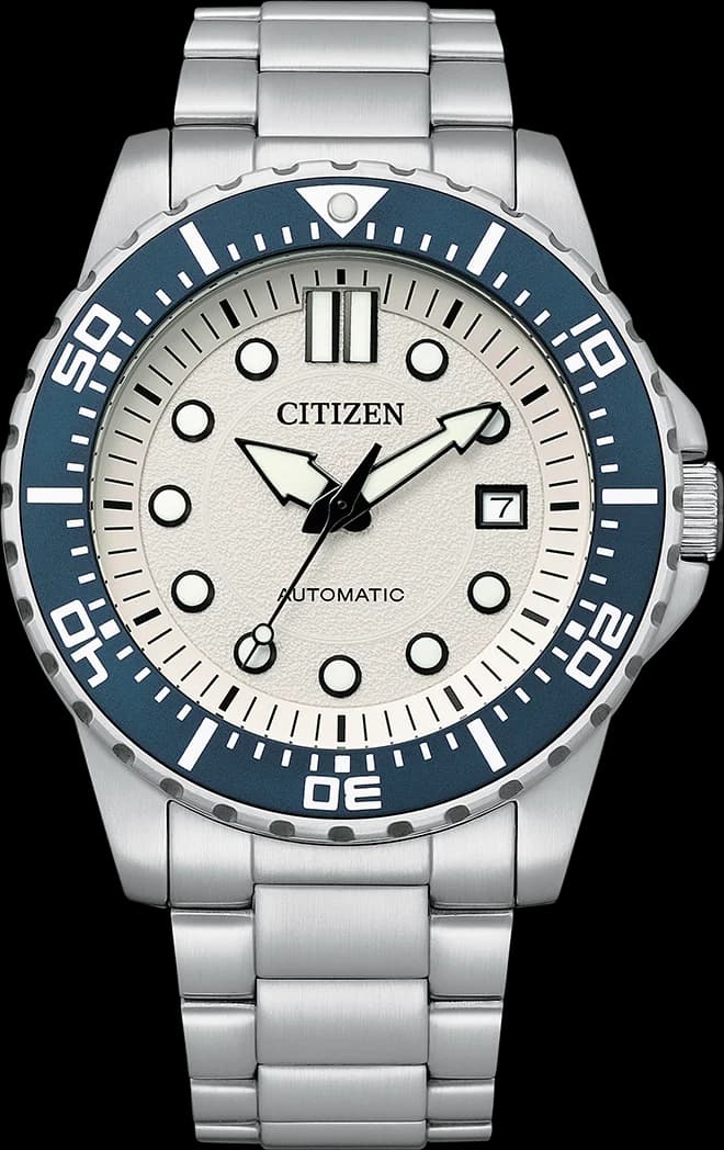 Citizen NJ0171-81A montre homme, style sport, cadran blanc sur acier brossé