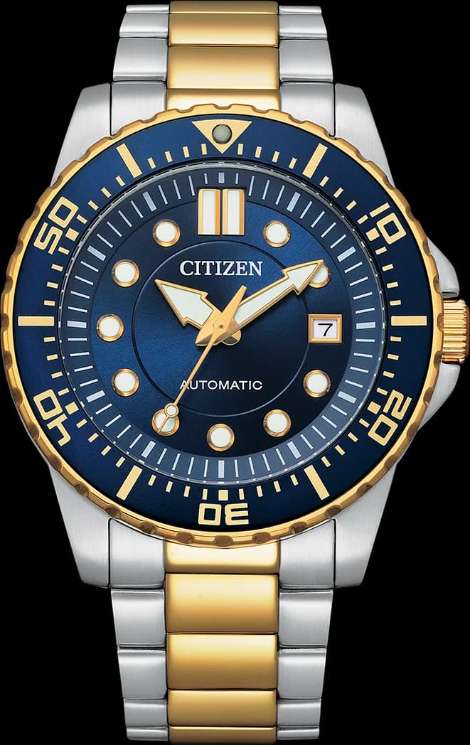 Citizen NJ0174-82L montre homme, acier bicolore or/argent, cadran bleu