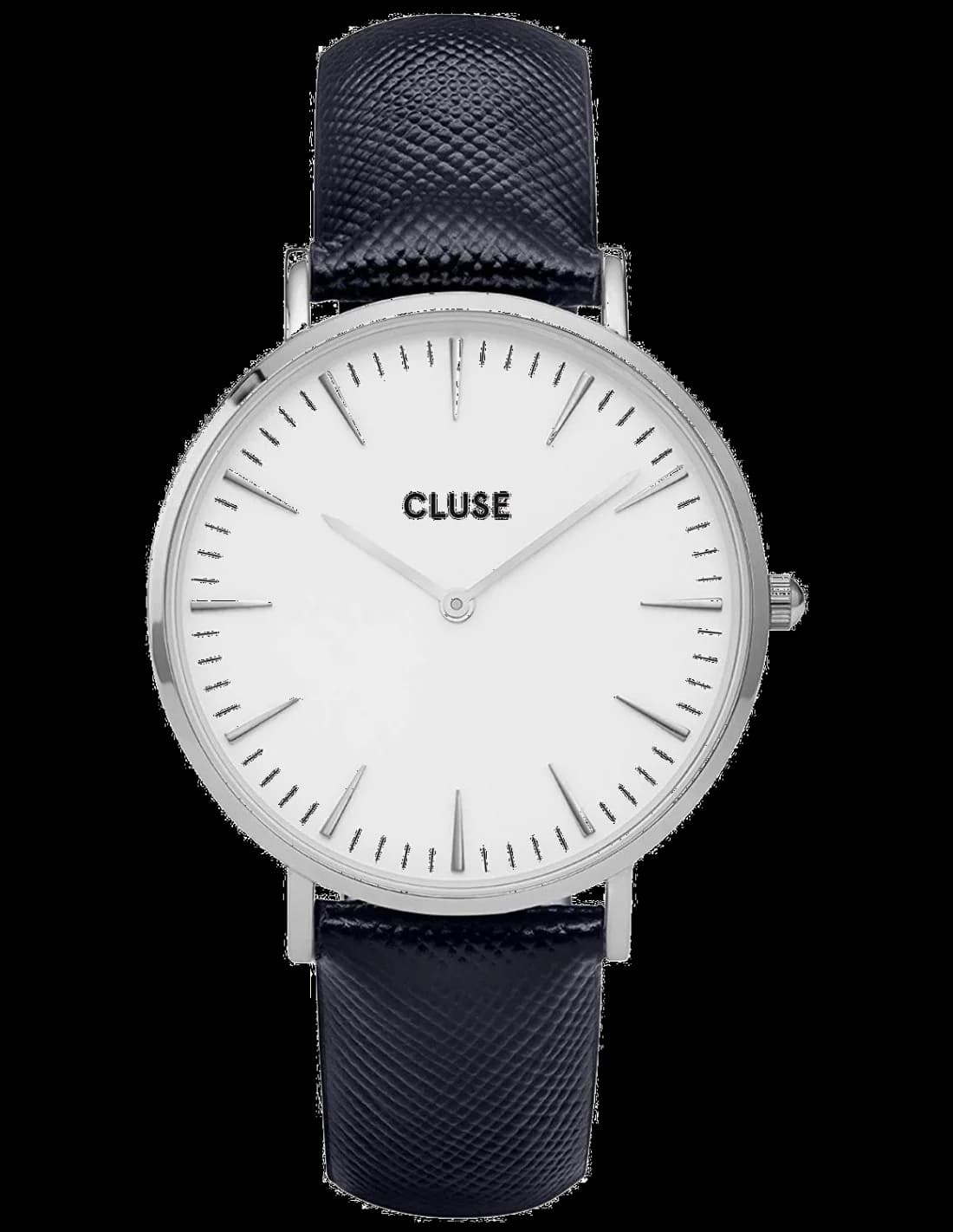 Cluse CL18232 montre unisexe, cadran blanc, bracelet cuir noir