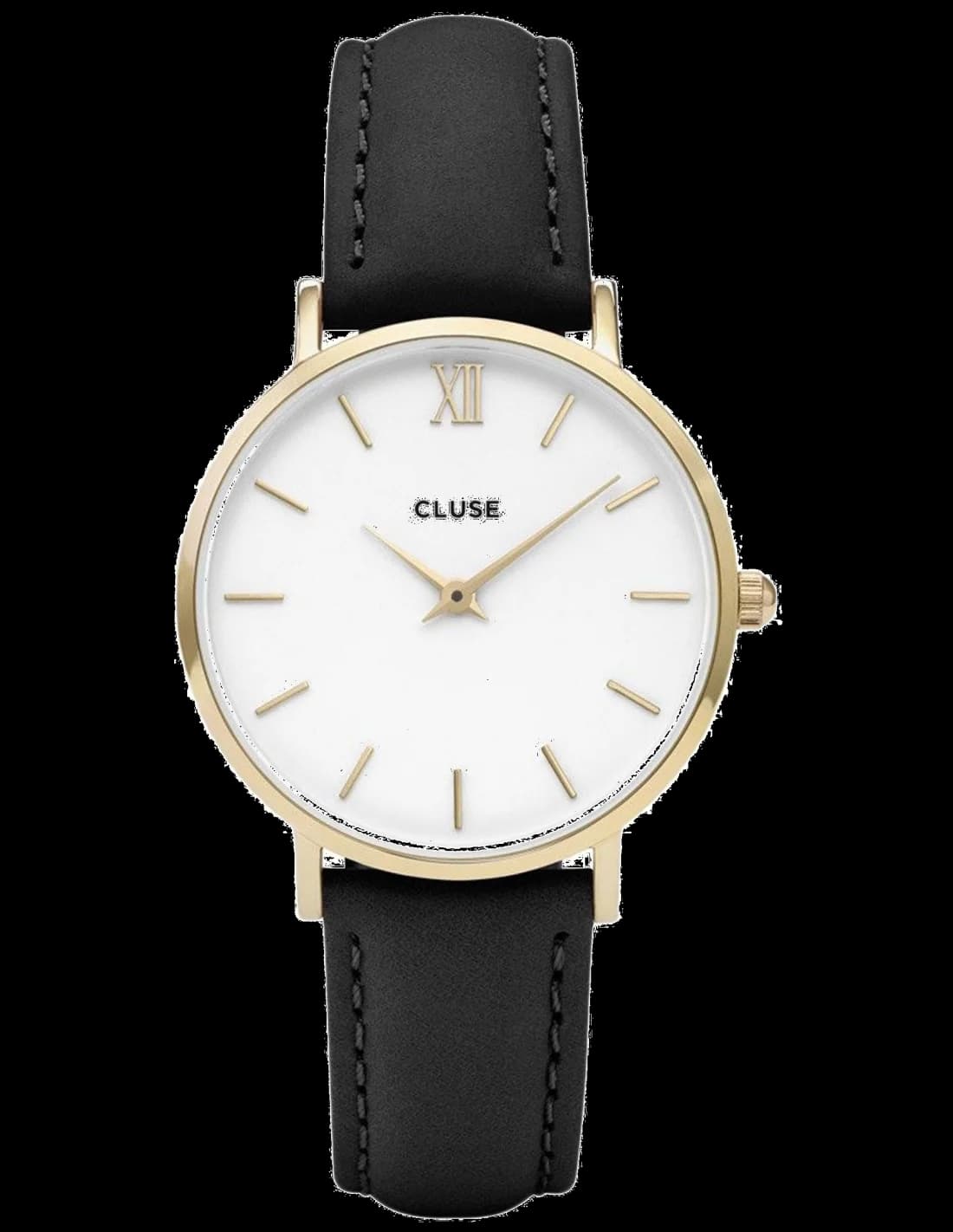 Cluse CL30019 montre unisexe, cadran blanc, bracelet cuir noir