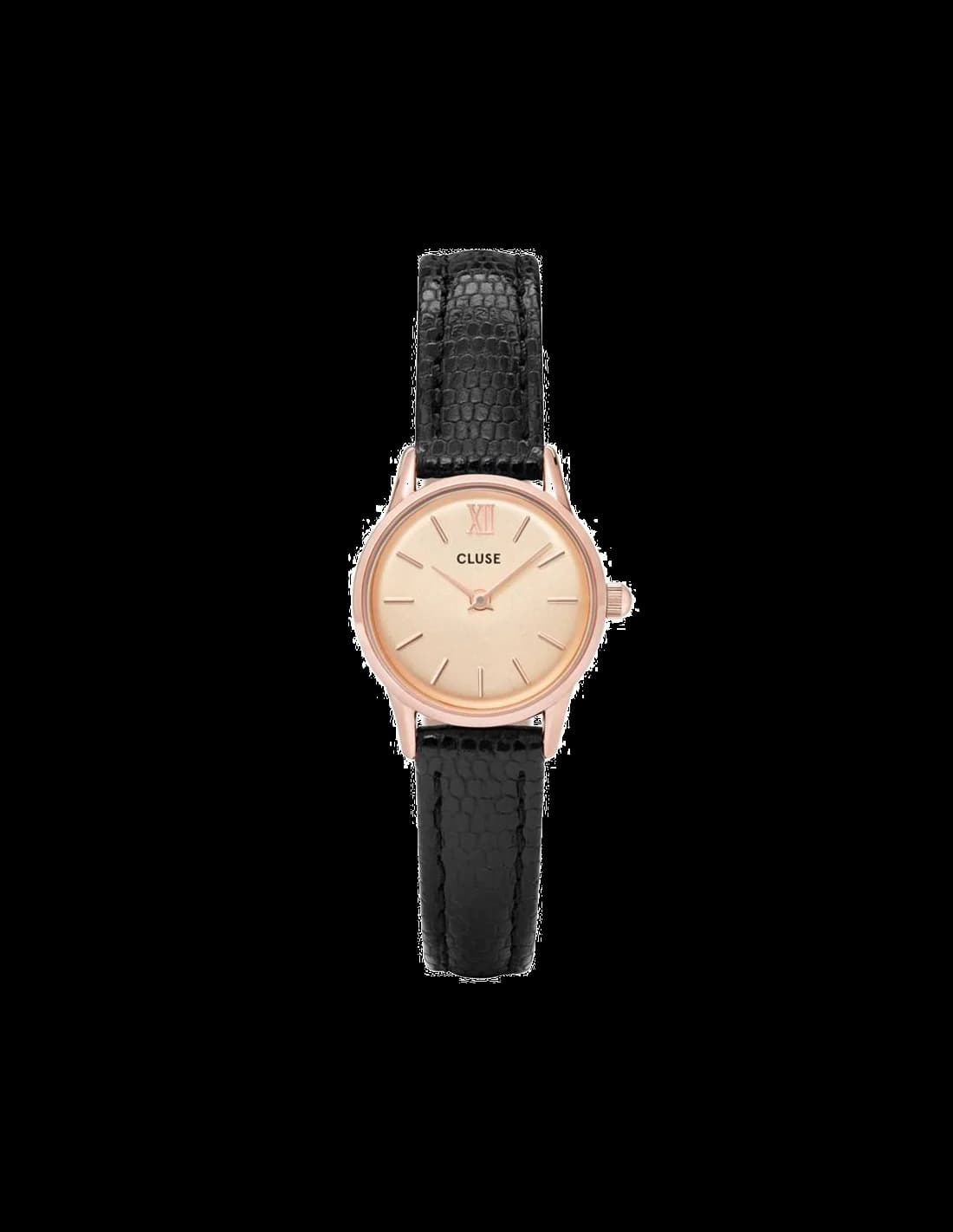 Cluse CL50028 montre femme, cadran doré, bracelet cuir noir