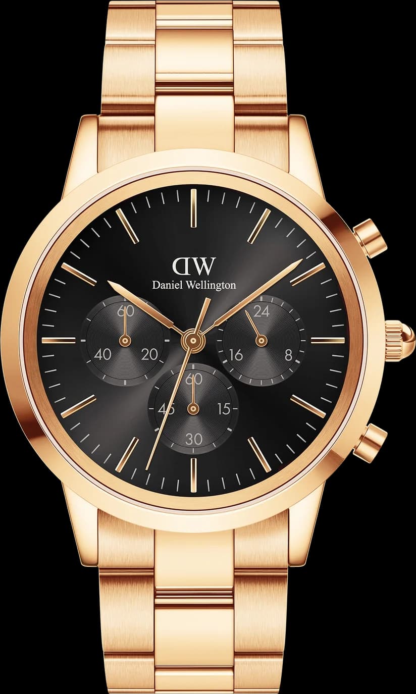 Daniel Wellington 109929 montre homme, chronographe noir sur acier rose