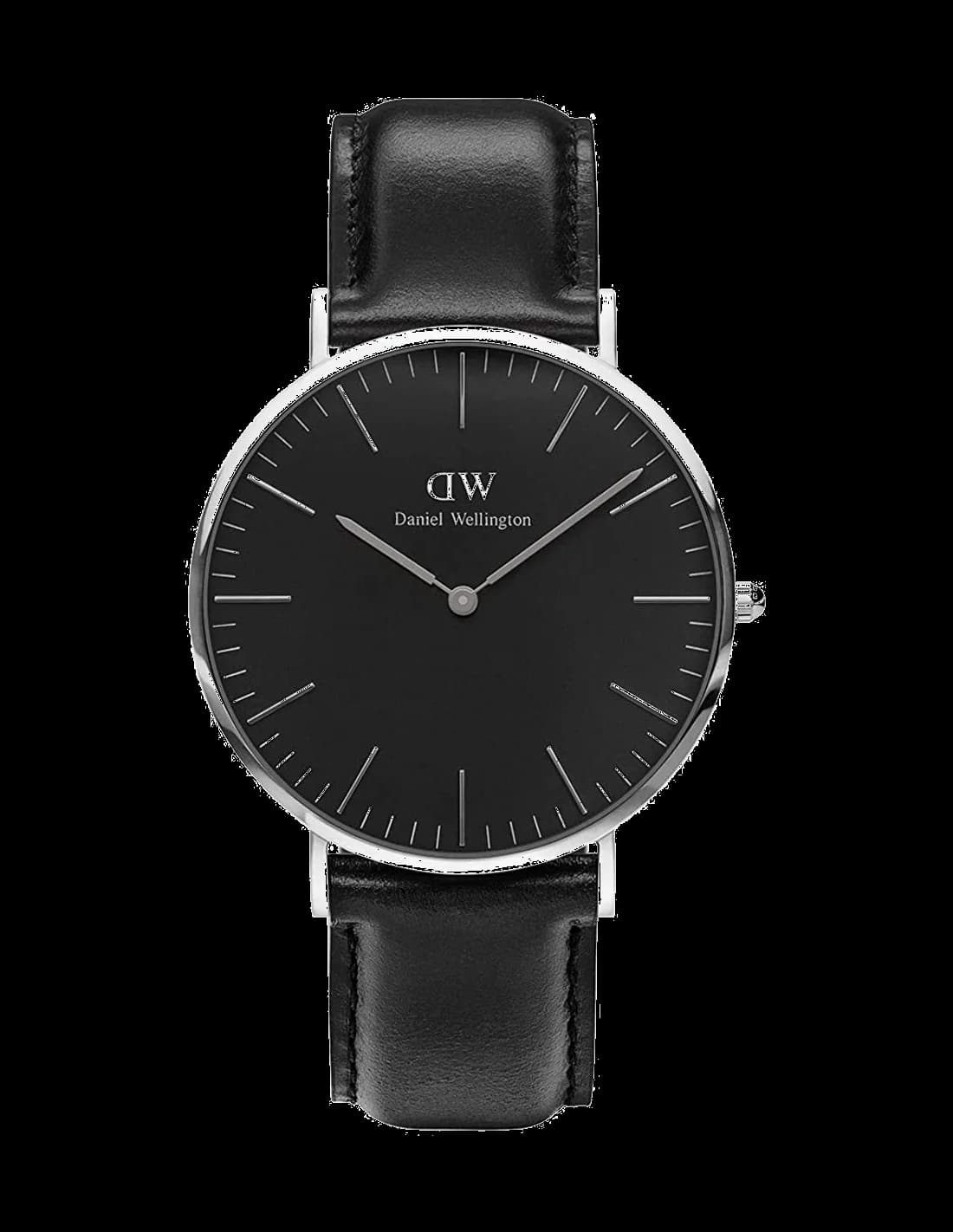 Daniel Wellington DW00100133 montre homme, cadran noir, bracelet cuir noir