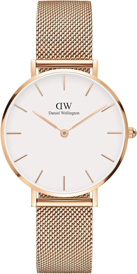 Montre Daniel Wellington Petite Melrose DW00100163 maille milanaise or rose cadran blanc