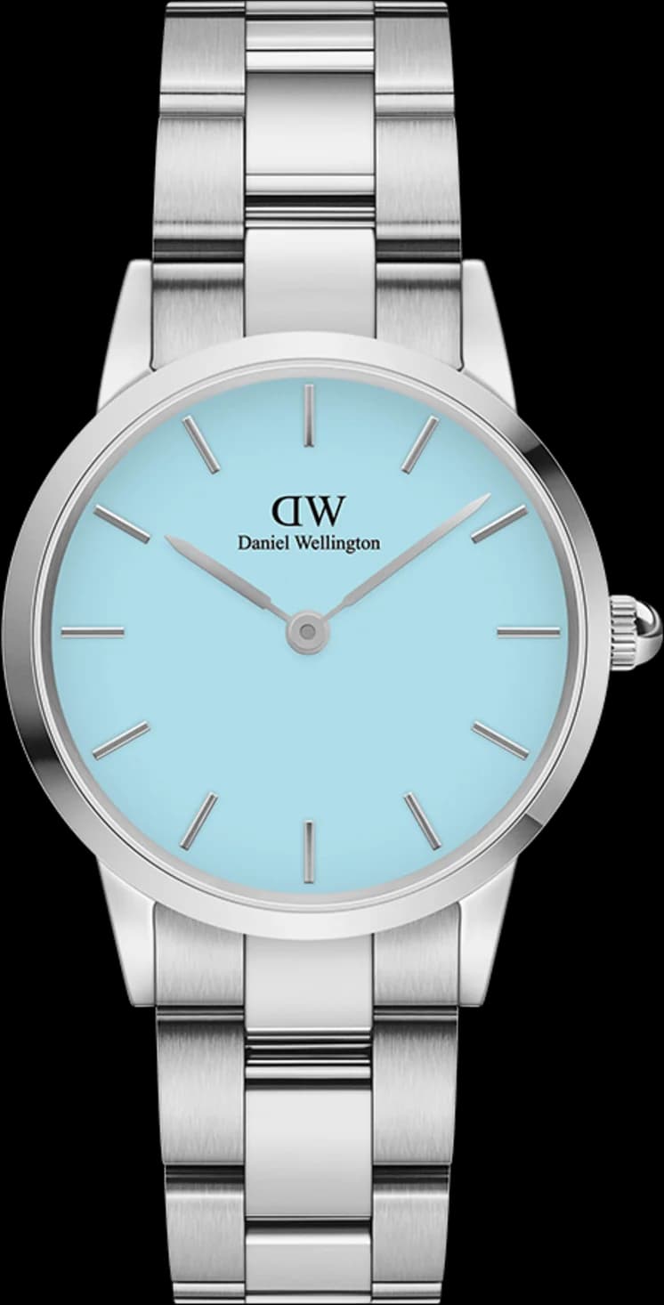 Daniel Wellington DW00100540 montre femme, cadran bleu pastel sur bracelet acier poli