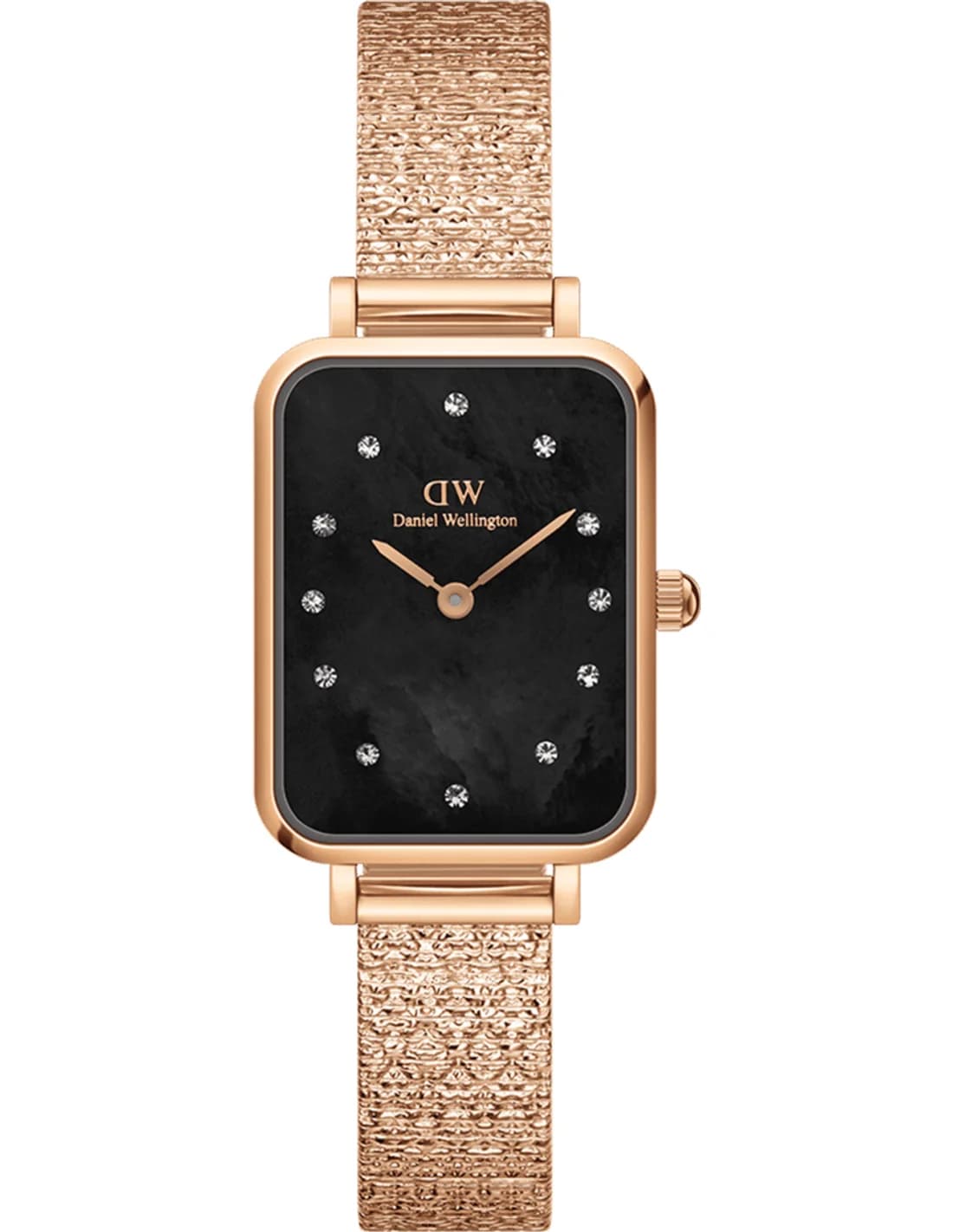 Daniel Wellington DW00100579 montre femme, cadran noir et bracelet acier or rose