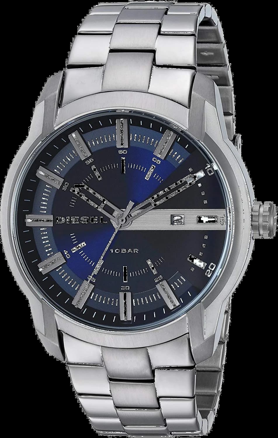 Diesel DZ1768 montre homme, cadran bleu, bracelet acier argenté
