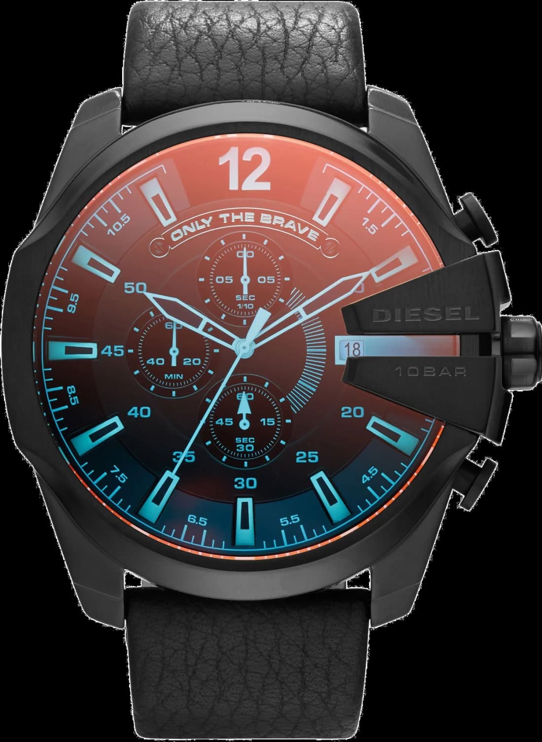 Diesel DZ4323 montre homme, bicolore sur cuir noir