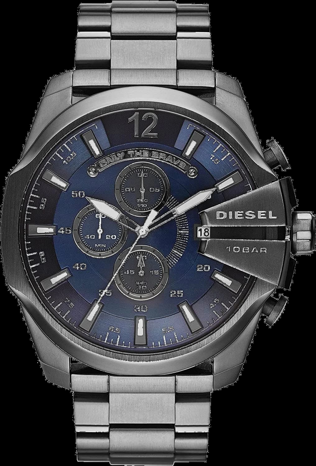 Diesel DZ4329 montre homme, cadran bleu, bracelet acier anthracite moderne