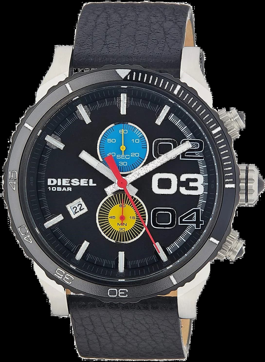 Diesel DZ4331 montre homme, cadran multicolore, bracelet cuir noir