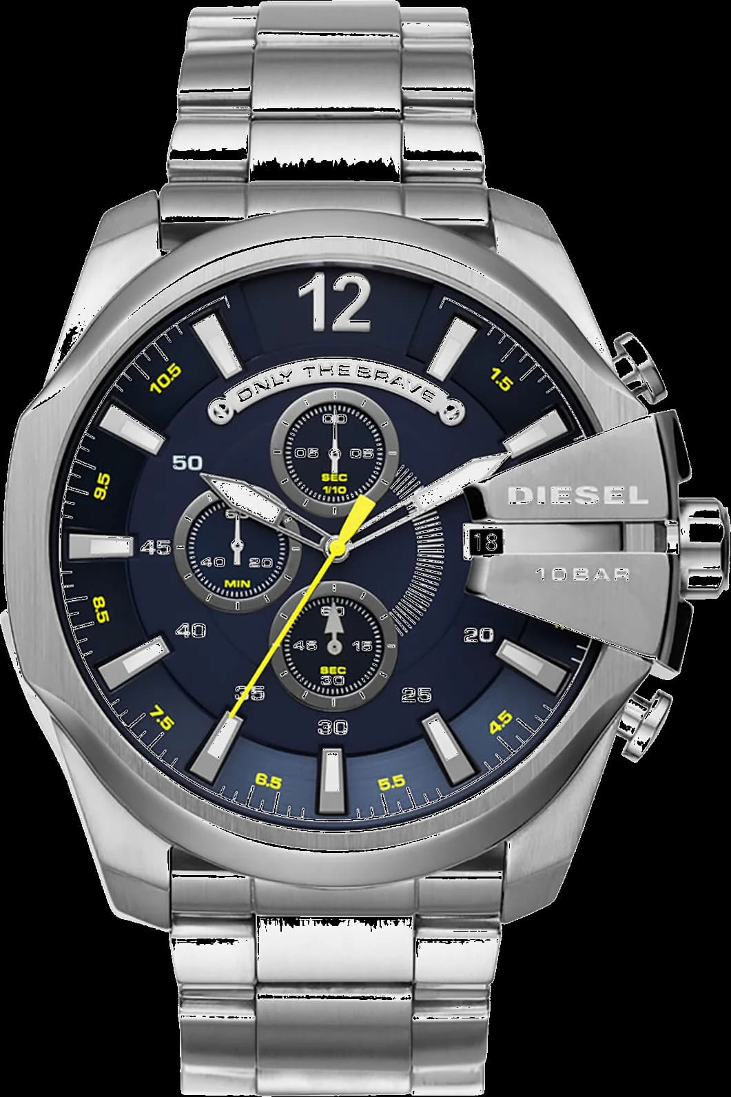 Diesel DZ4465 montre homme, cadran argenté sur bracelet acier noir