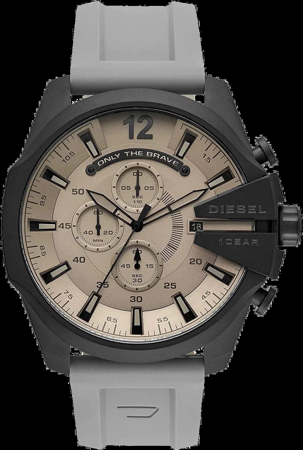 Diesel DZ4496 montre homme, cadran gris, bracelet silicone noir