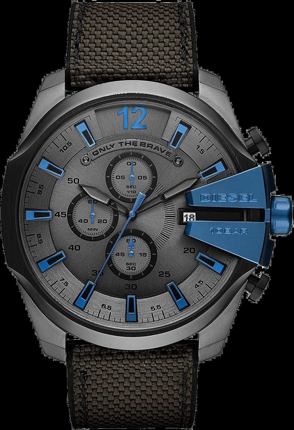 Diesel DZ4500 montre homme, cadran gris, bracelet cuir et nylon gris