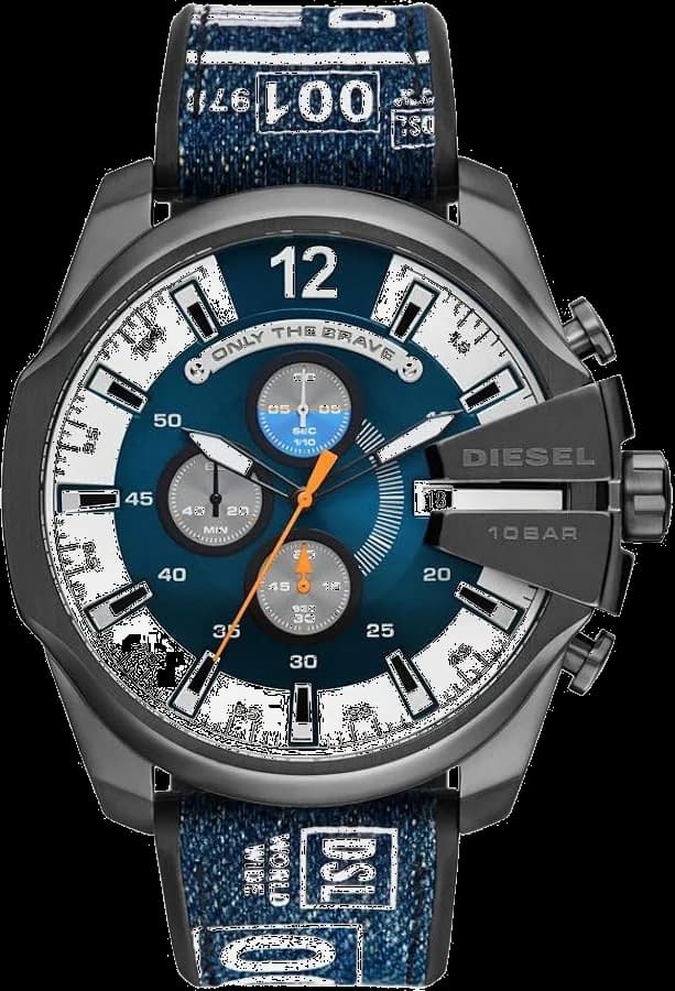 Diesel DZ4541 montre, cadran bleu, bracelet silicone bleu et noir