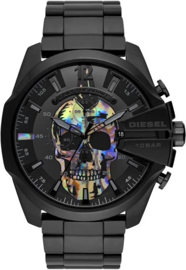 Diesel DZ4582 montre homme, cadran noir brossé, bracelet acier noir, style imposant
