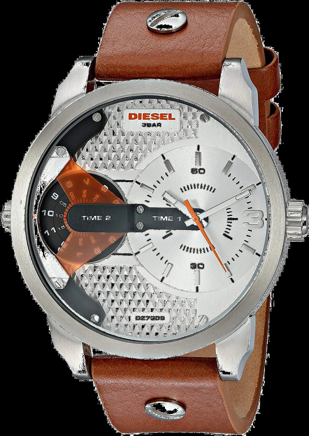 Diesel DZ7309 montre homme, argent sur cuir noir
