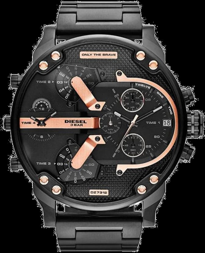 Diesel DZ7312 montre homme, au cadran noir et rehauts or rose
