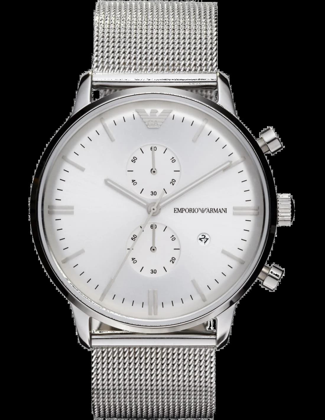 Emporio Armani AR0390 montre homme, cadran argent, bracelet acier milanais