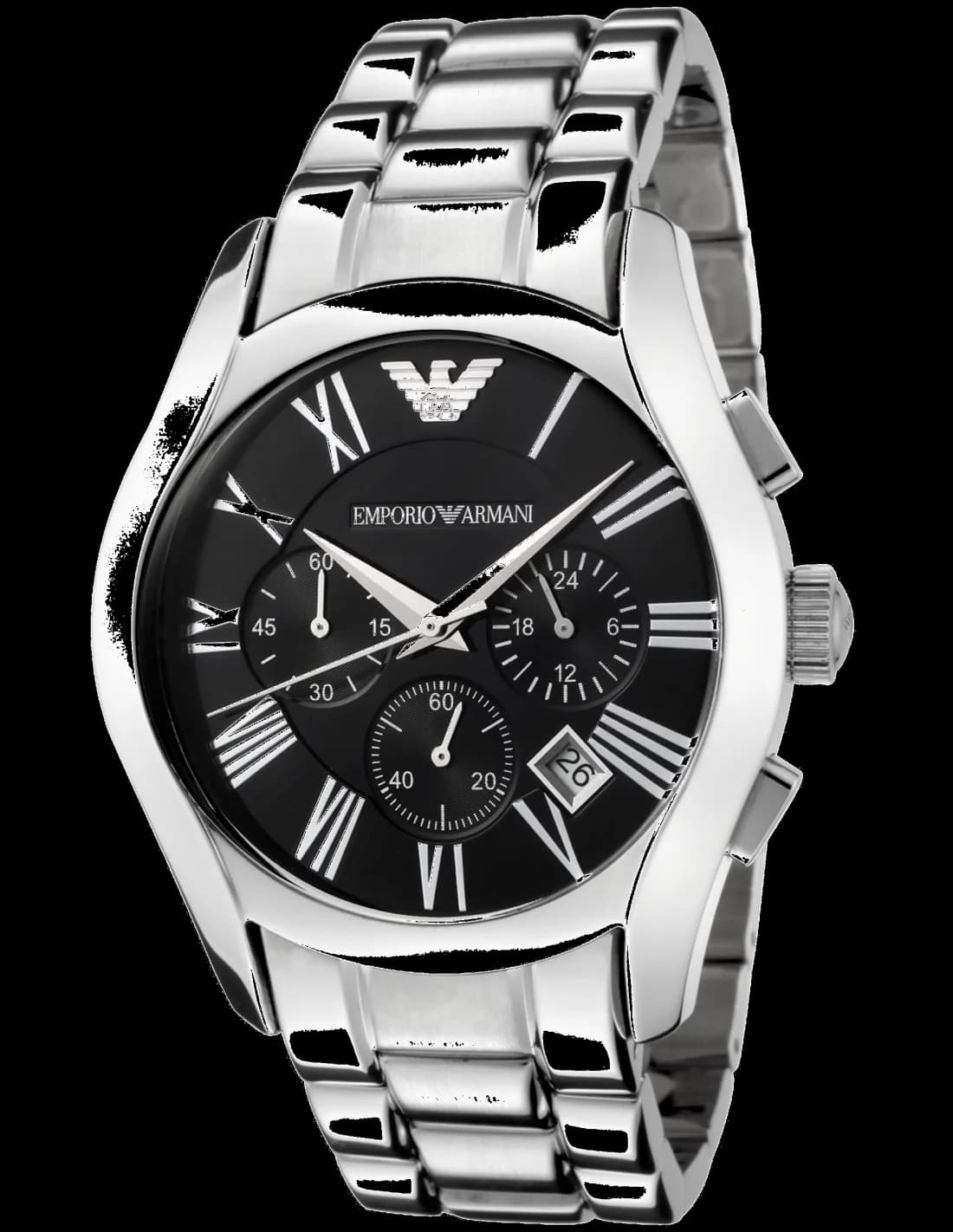 Emporio Armani AR0674 montre femme, noir rond chronomètre acier