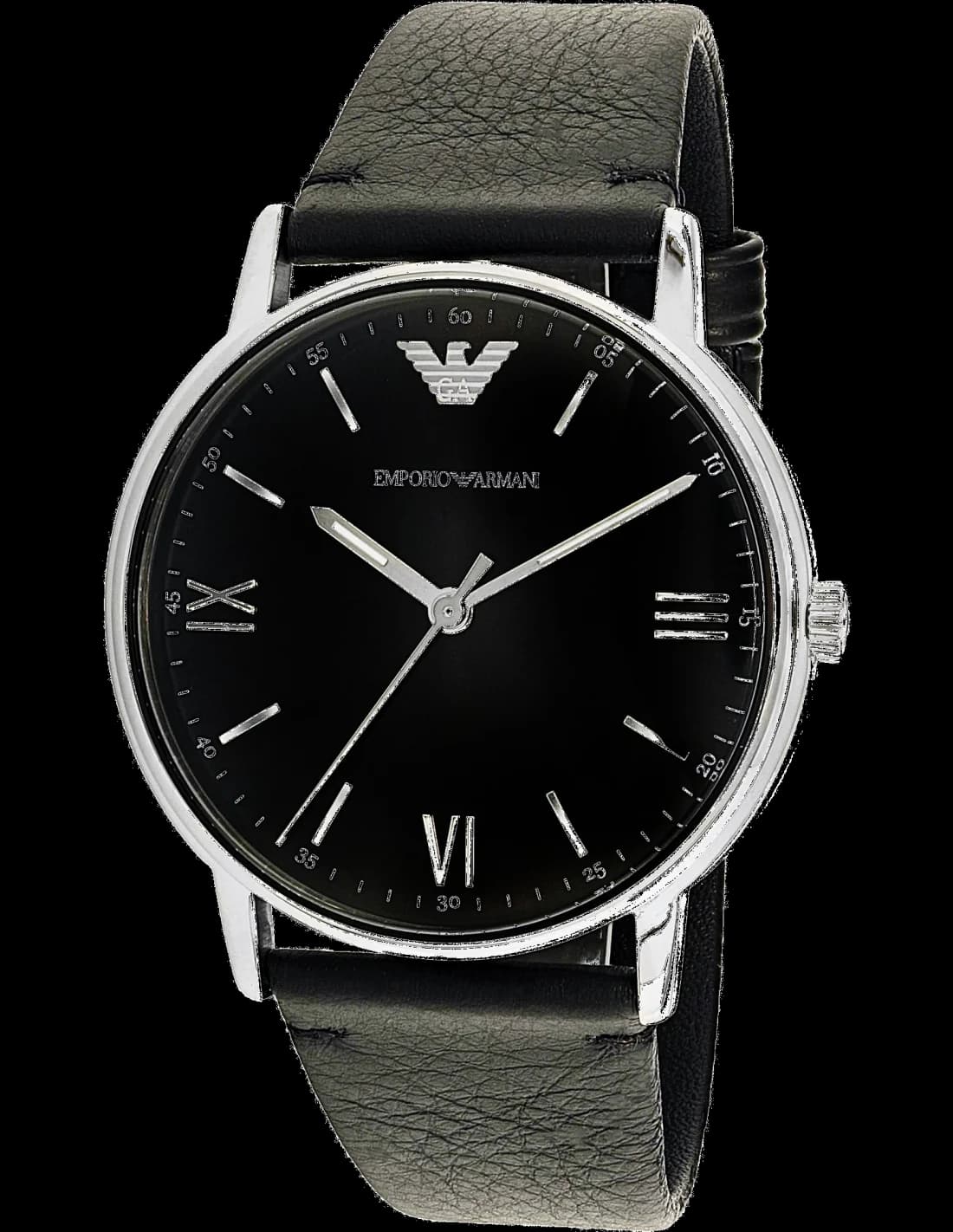 Emporio Armani AR11013 montre homme, au cadran noir et bracelet cuir style Kappa