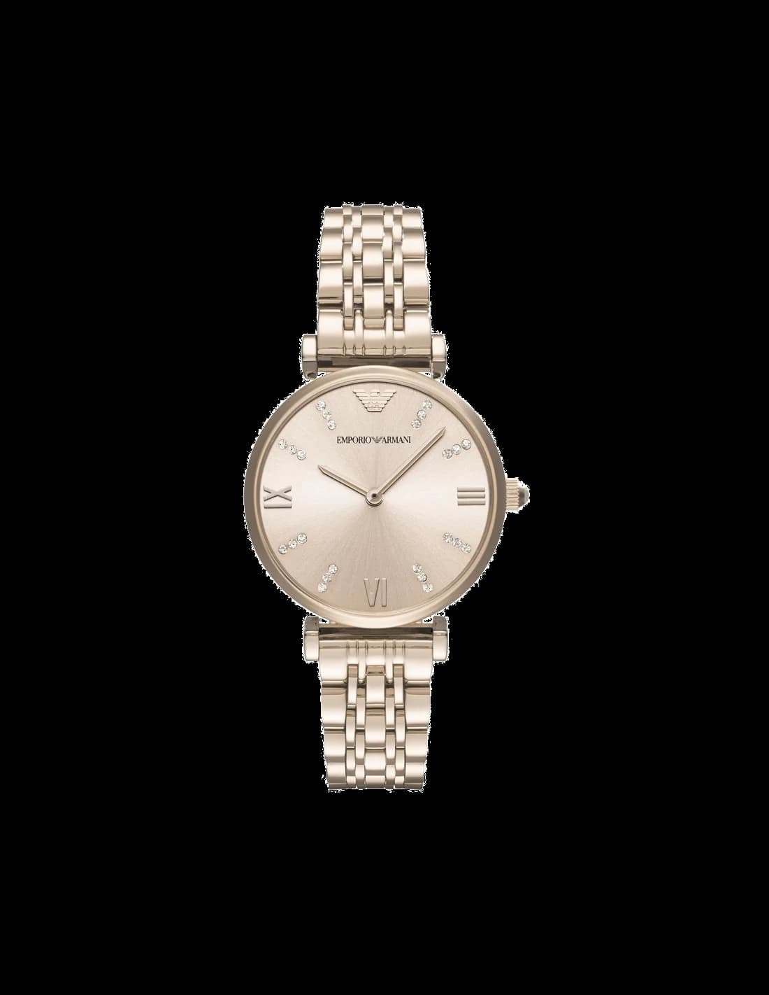 Emporio Armani AR11059 montre femme, cadran or rose sur bracelet acier
