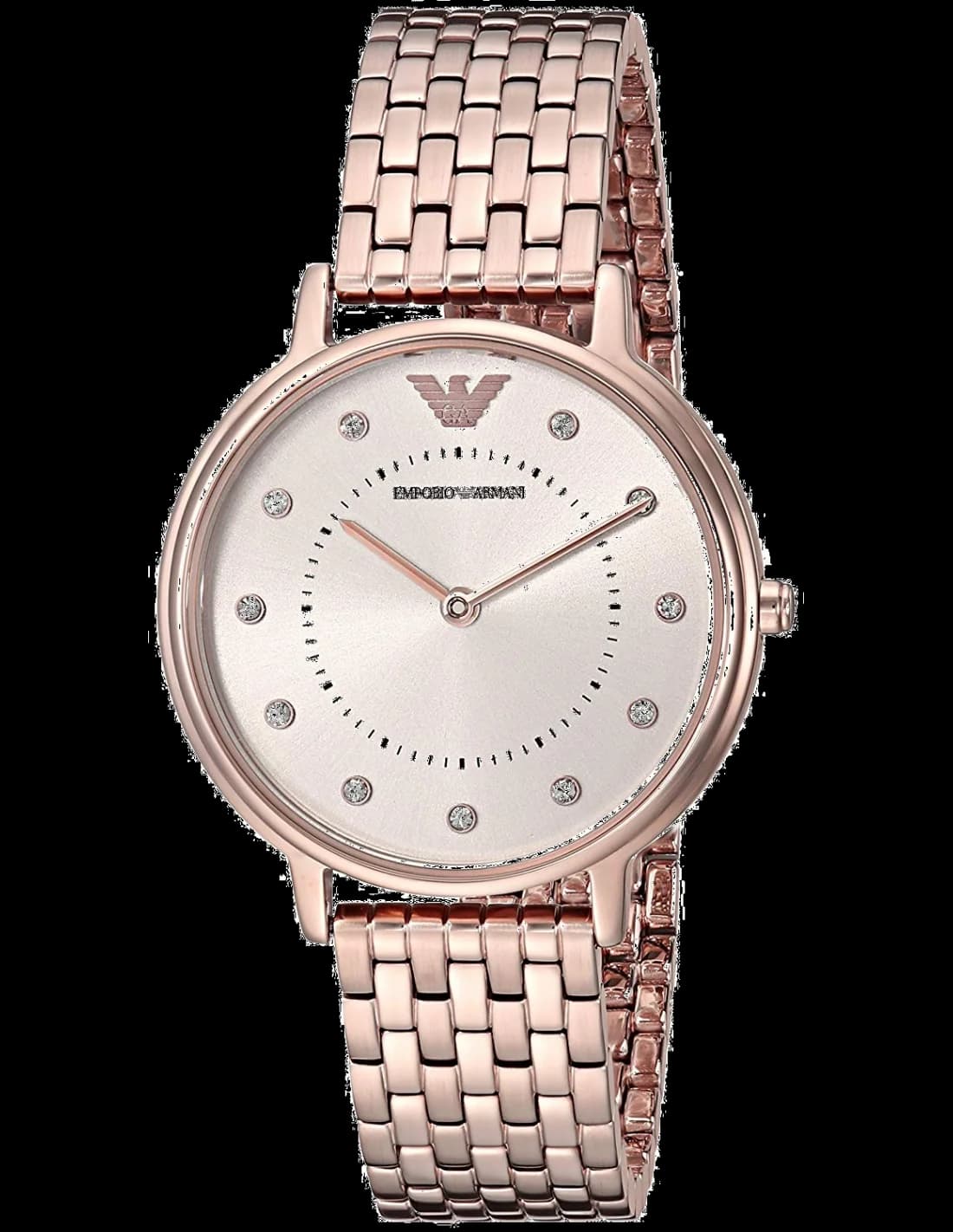 Emporio Armani AR11062 montre femme, cadran or rose, bracelet acier plaqué or