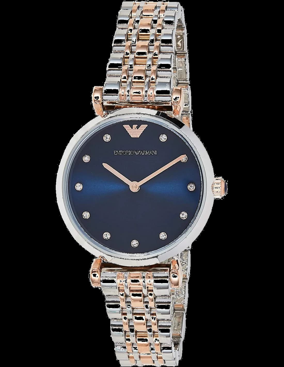 Emporio Armani AR11092 montre femme, au cadran bleu nuit et bracelet acier