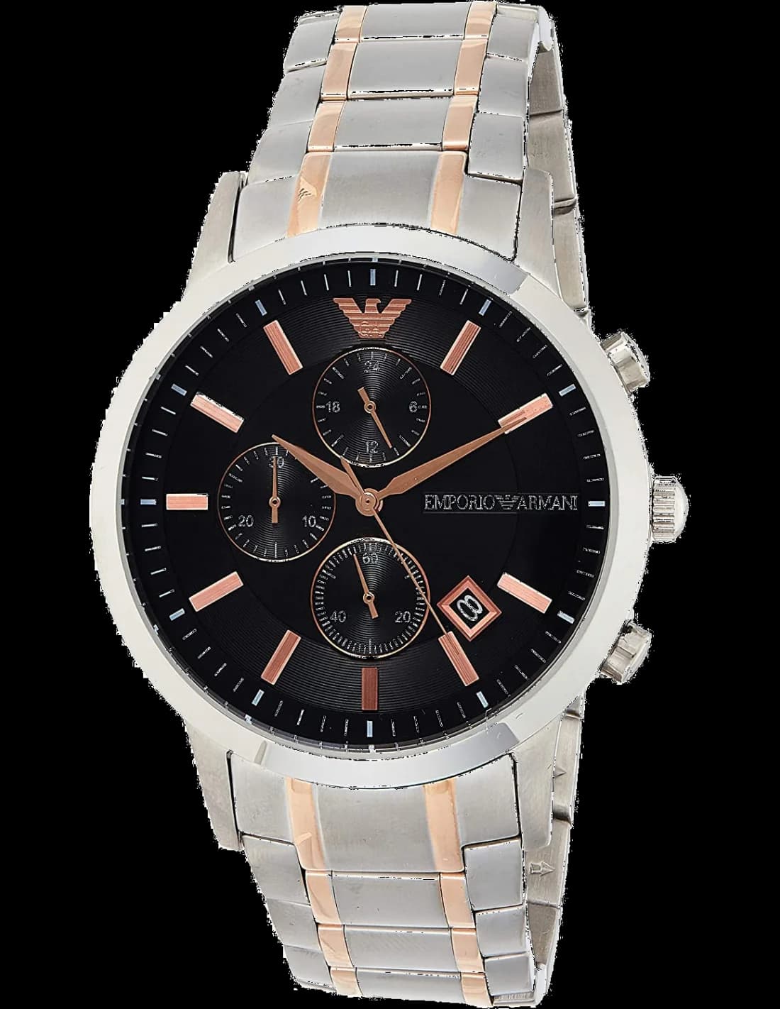 Emporio Armani AR11165 montre homme, cadran bleu soleil, bracelet acier brossé