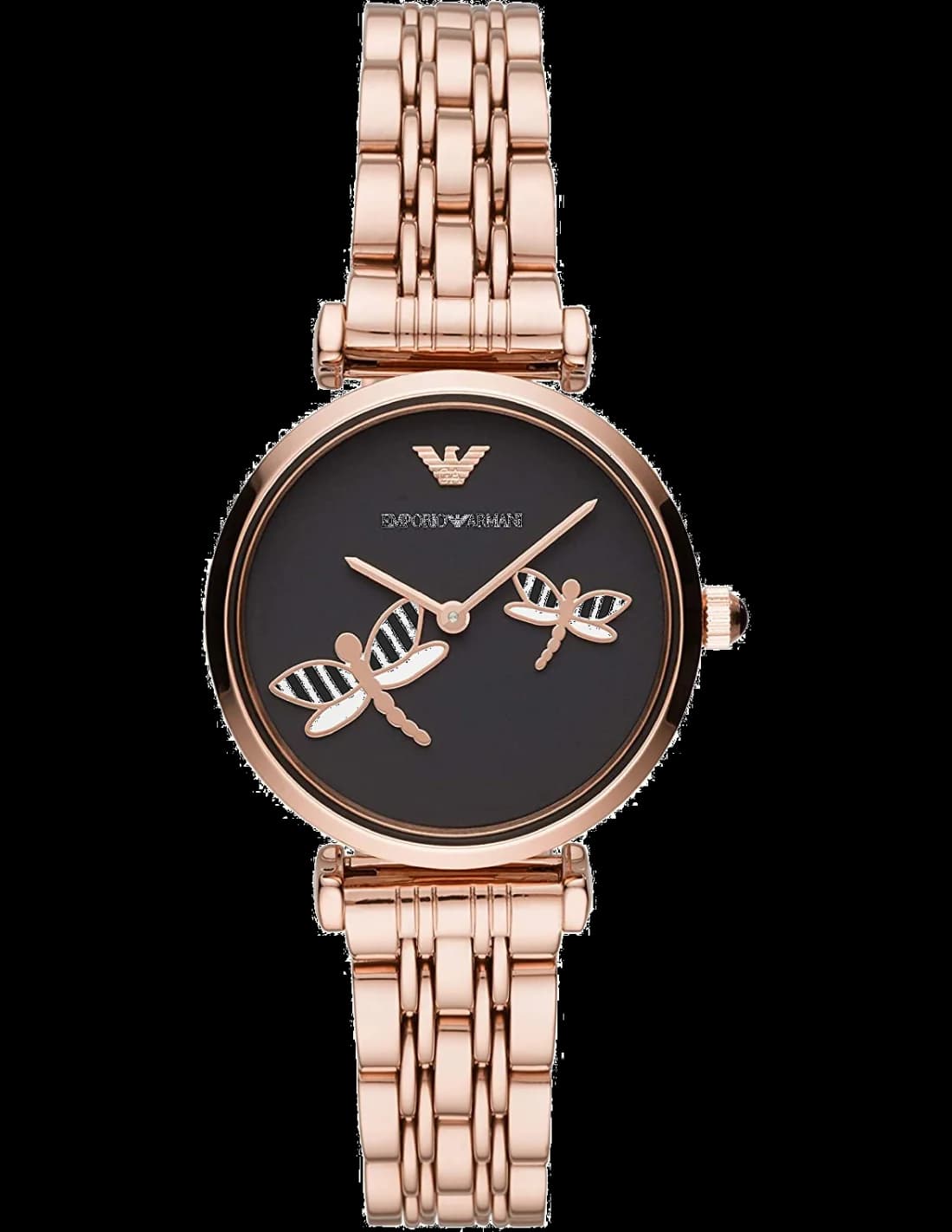 Emporio Armani AR11206 montre femme, boîtier or rose avec cadran noir