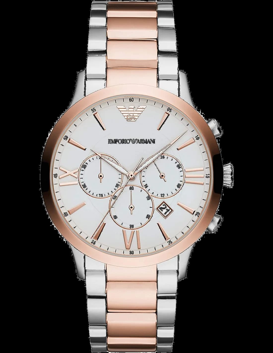Emporio Armani AR11209 montre homme, cadran noir, bracelet acier à maillons