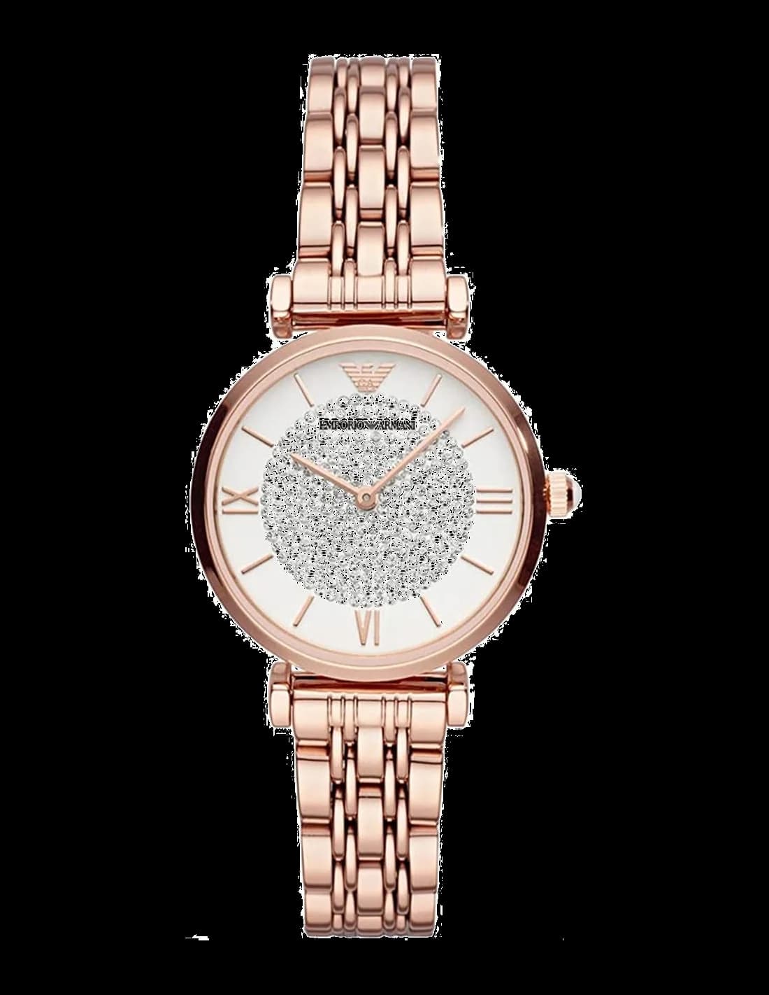 Emporio Armani AR11244 montre femme, boîtier doré rose et cadran argent