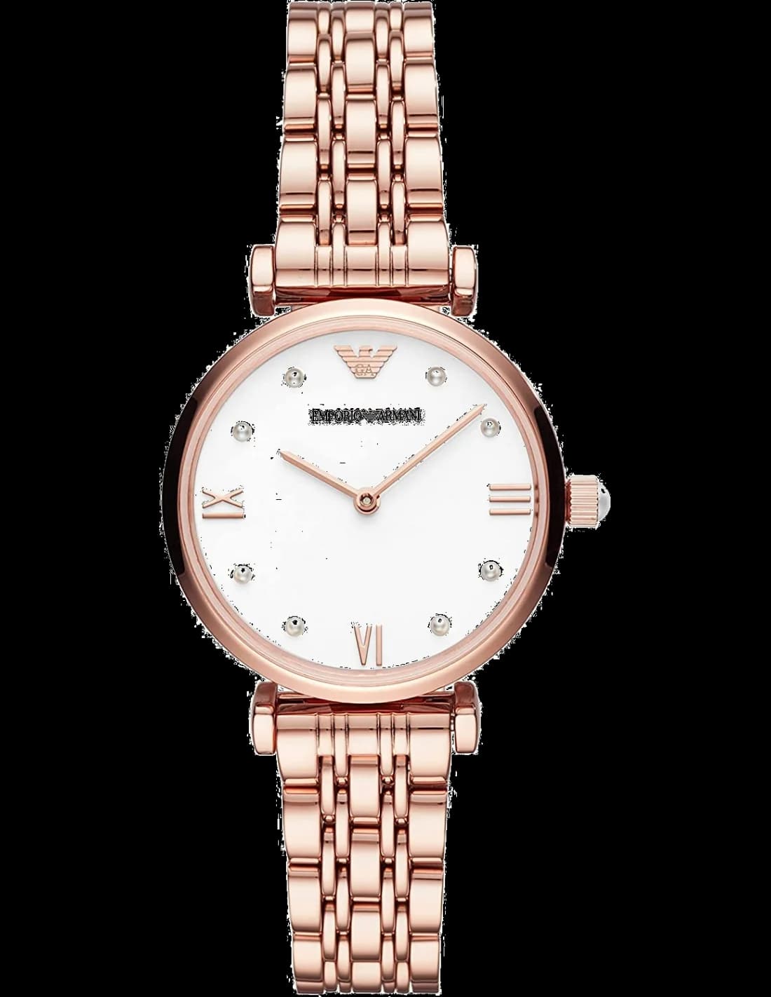 Emporio Armani AR11267 montre femme, cadran blanc sur bracelet acier or rose