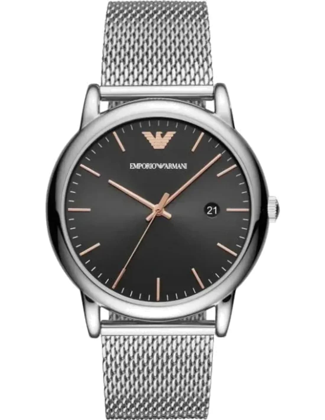 Emporio Armani AR11272 montre homme, au cadran noir et bracelet milanais