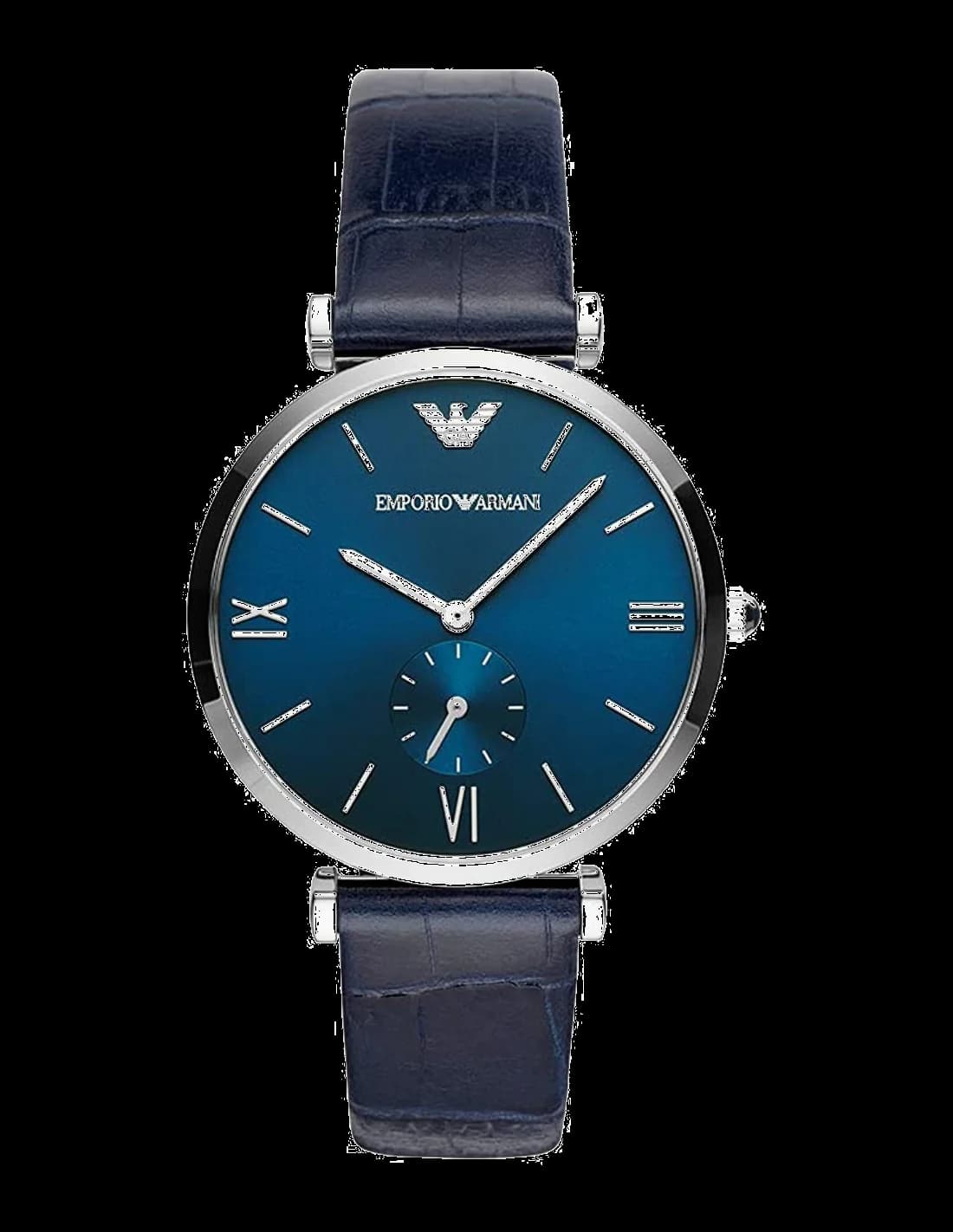 Emporio Armani AR11300 montre homme, cadran bleu, bracelet cuir bleu marine