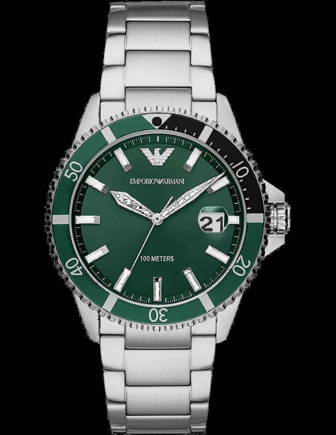 Emporio Armani AR11338 montre homme, cadran vert, bracelet acier
