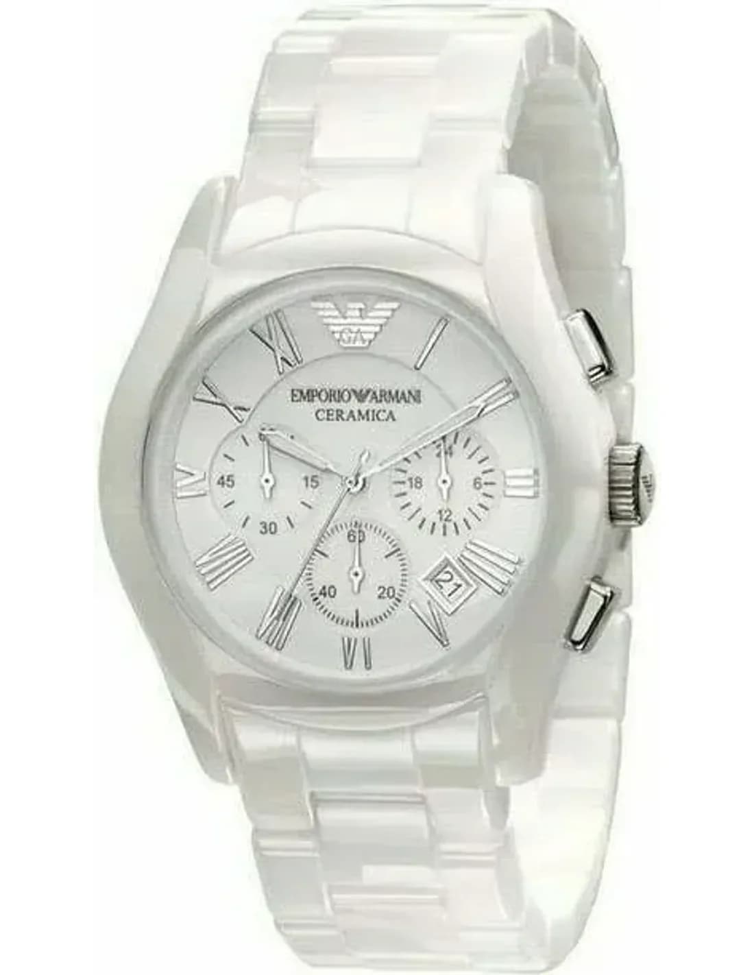 Emporio Armani AR1403 montre homme, au cadran blanc et bracelet céramique blanc