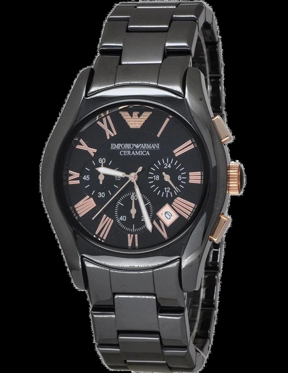 Emporio Armani AR1410 montre homme, céramique noire satinée, cadran noir