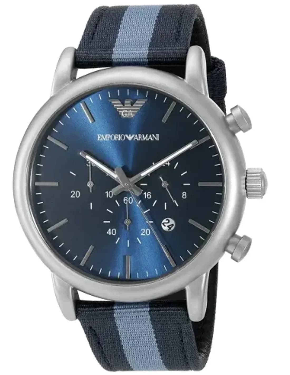 Montre Emporio Armani AR1949 Chronographe avec Bracelet NATO Bicolore