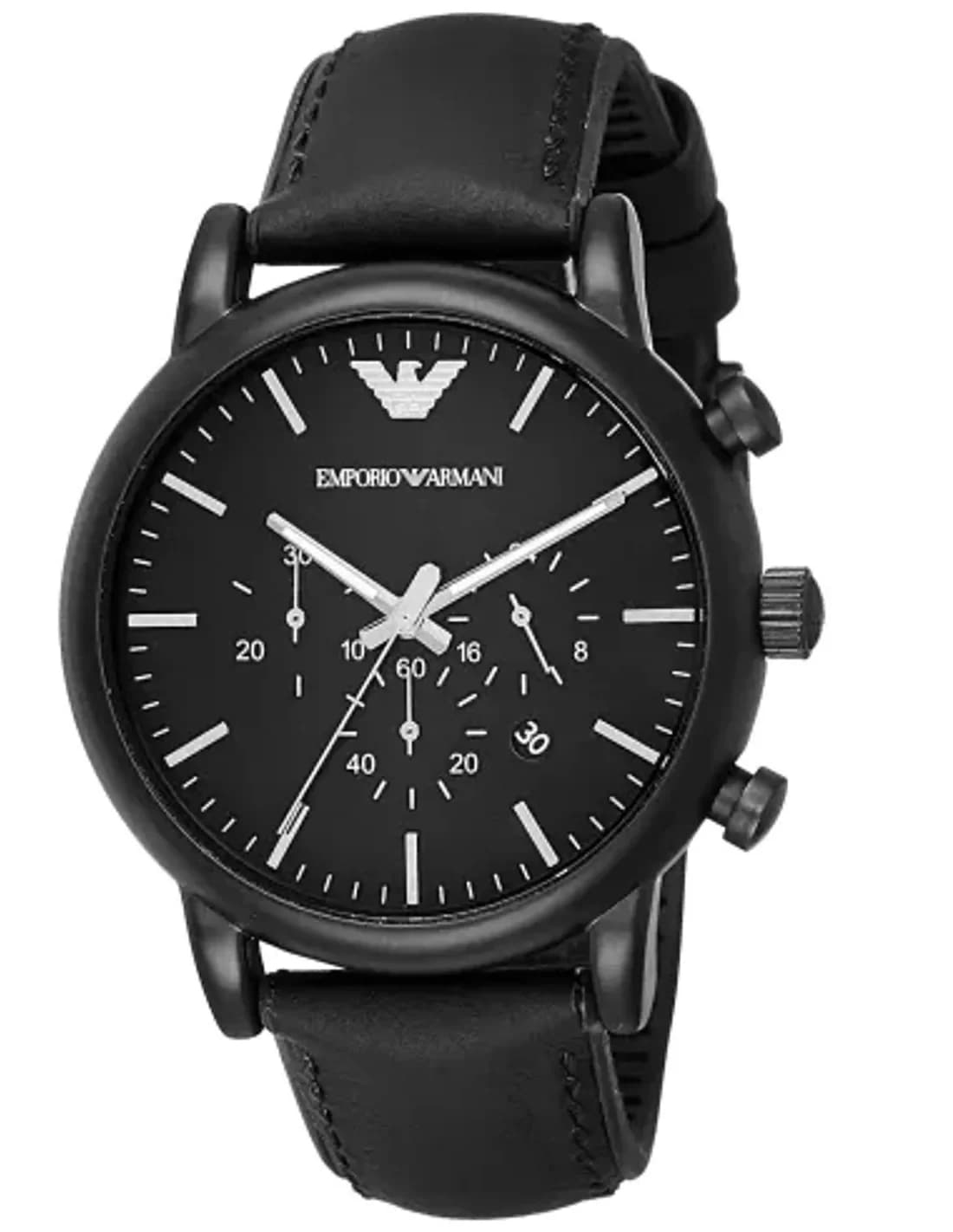 Emporio Armani AR1970 Men's Watch with Black Leather Strap