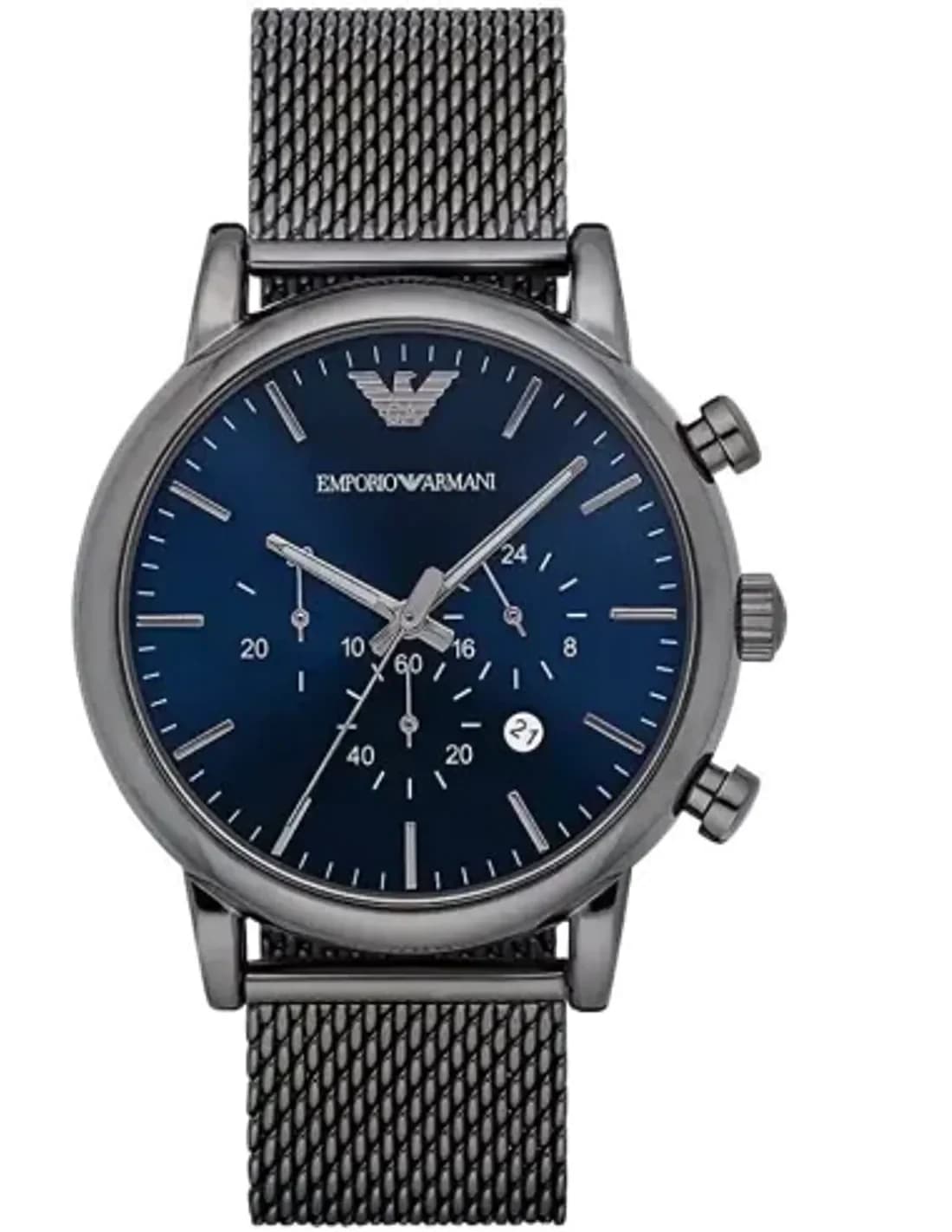 Emporio Armani Luigi AR1979 Gunmetal Milanese maille milanaise Strap Watch