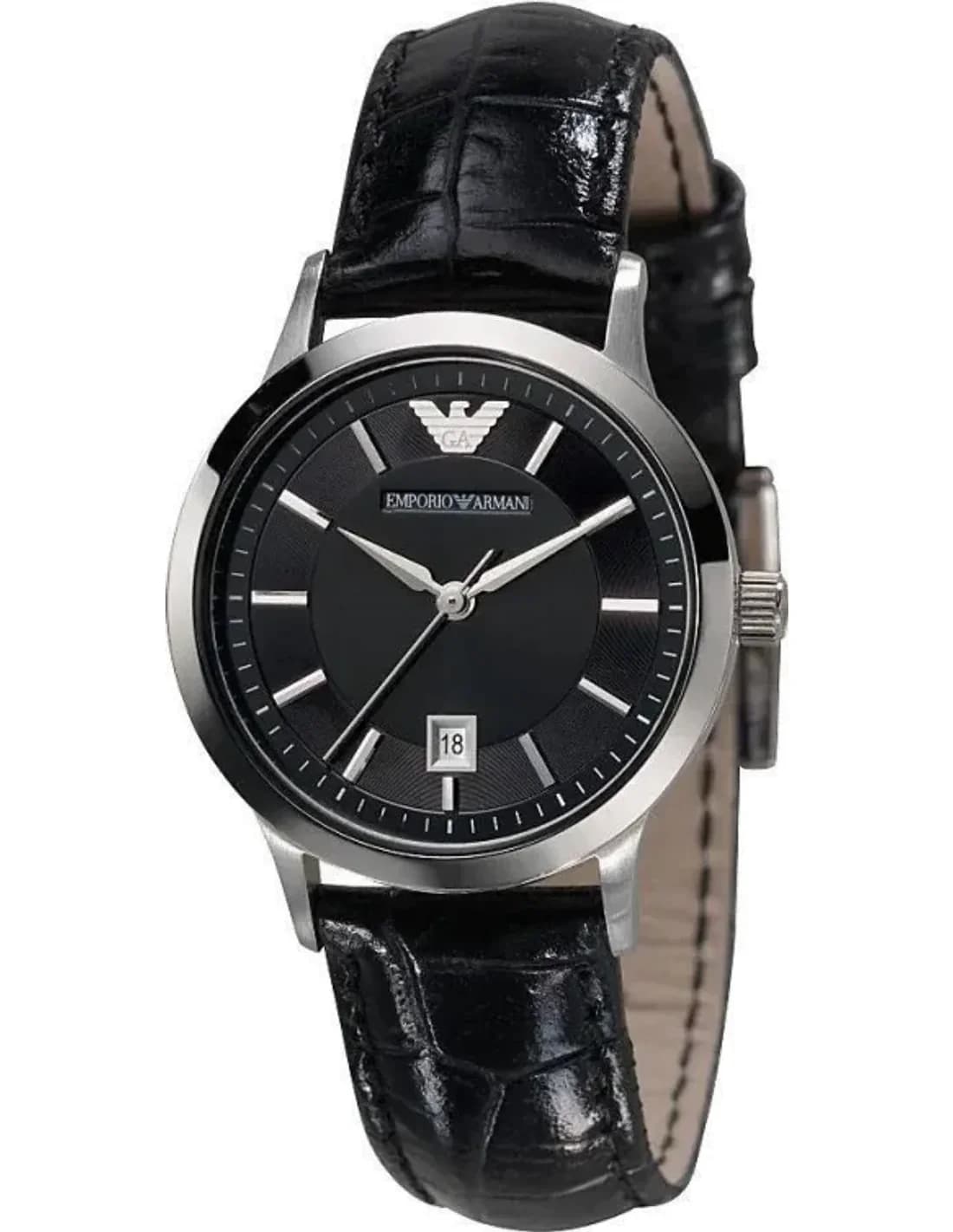 Montre Femme Emporio Armani AR2412 Bracelet en cuir verni noir