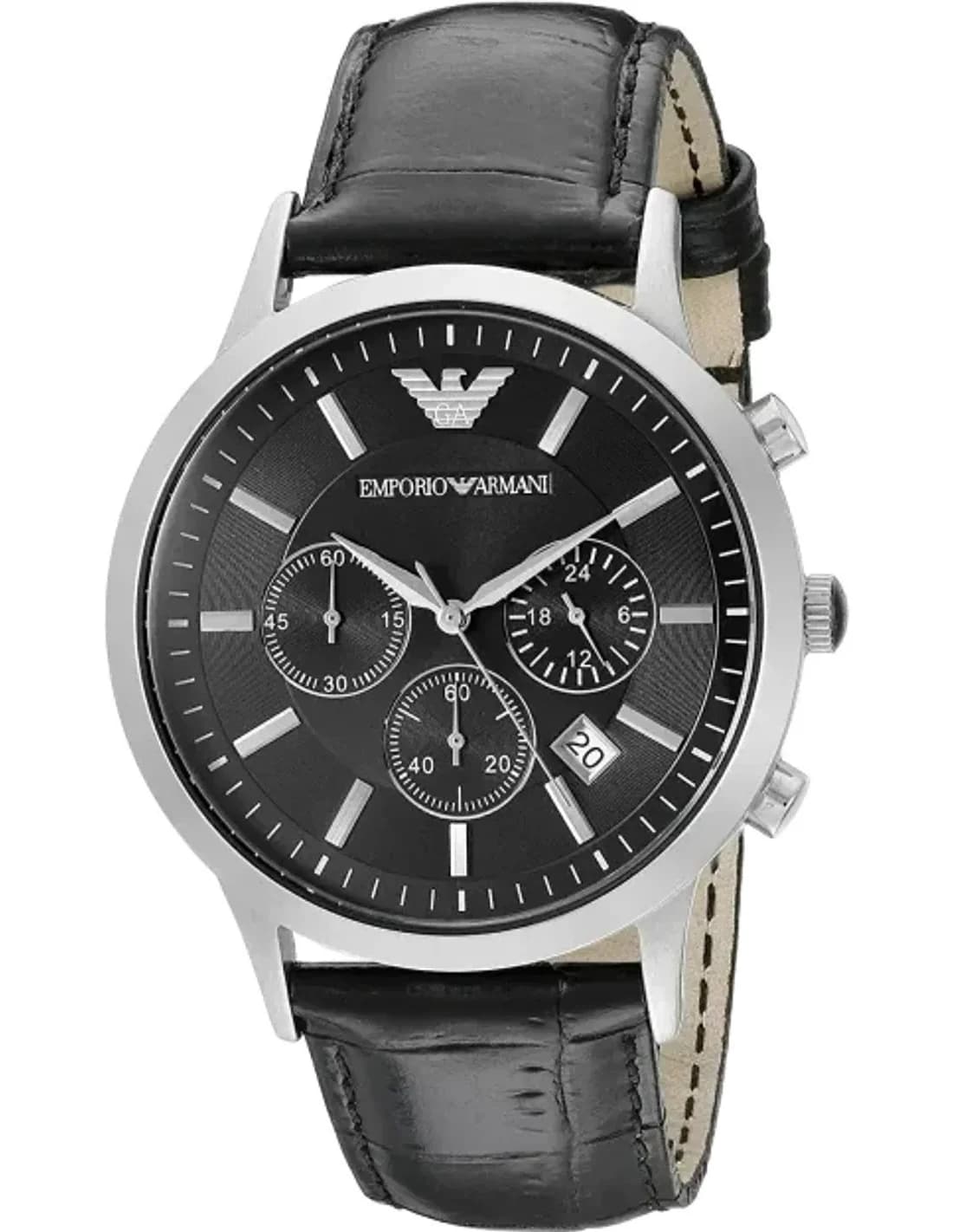 Montre Homme Emporio Armani AR2447 Bracelet Cuir Noir et Chronographe