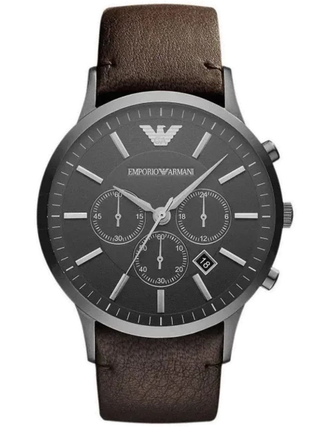 Emporio Armani AR2462 Sportivo Men's Watch with Brown Leather Strap
