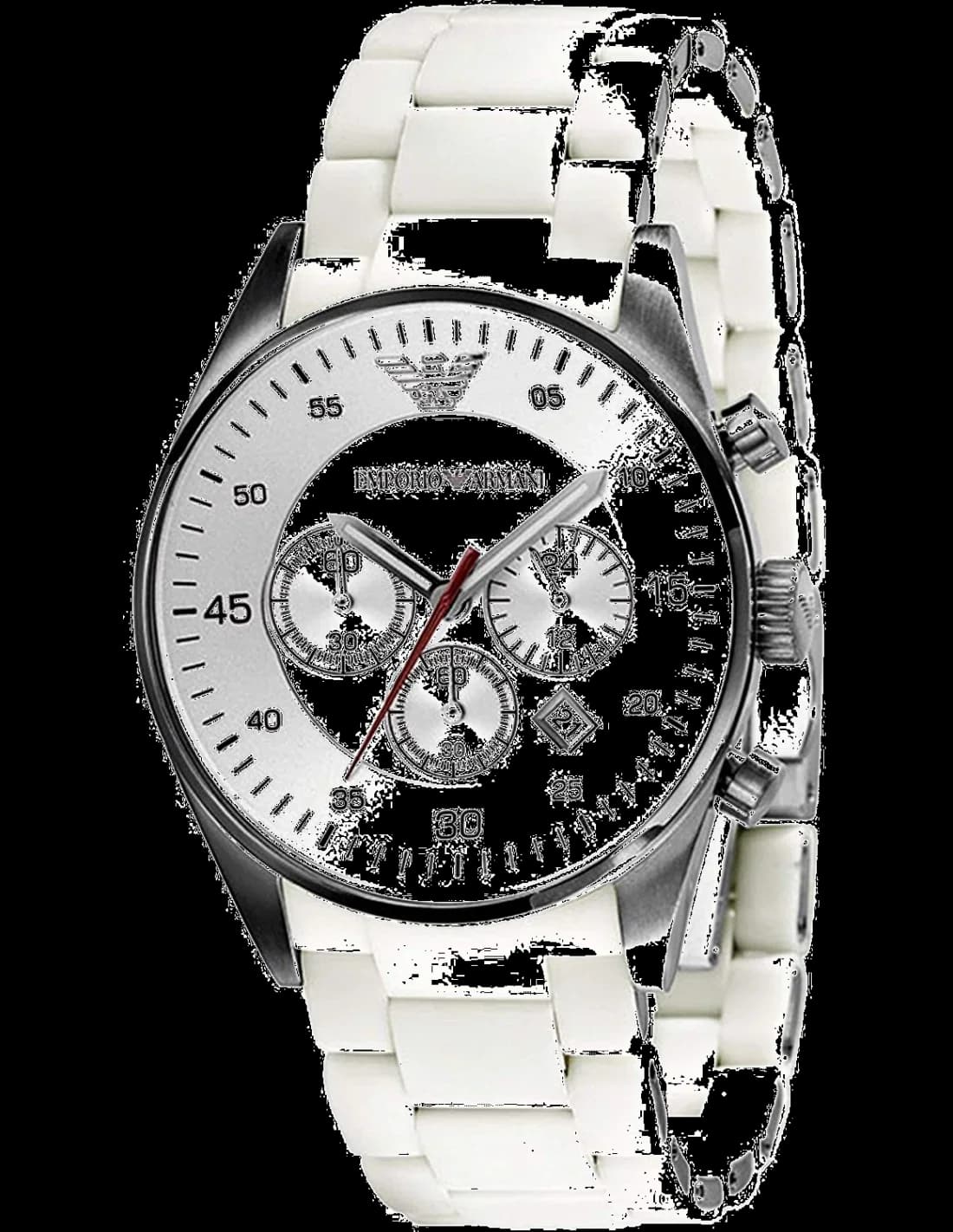 Emporio Armani AR5859 montre homme, argent, bracelet silicone blanc, design sportif