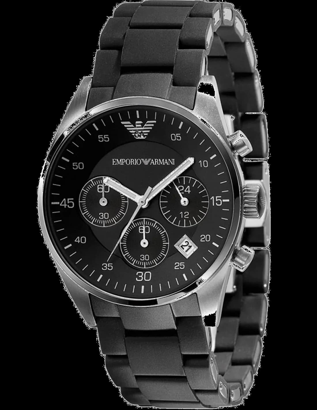 Emporio Armani AR5868 montre homme, cadran noir, bracelet silicone noir sport