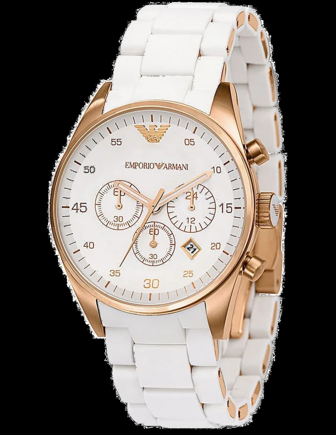 Emporio Armani AR5920 montre femme, chronographe blanc féminin sur silicone blanc